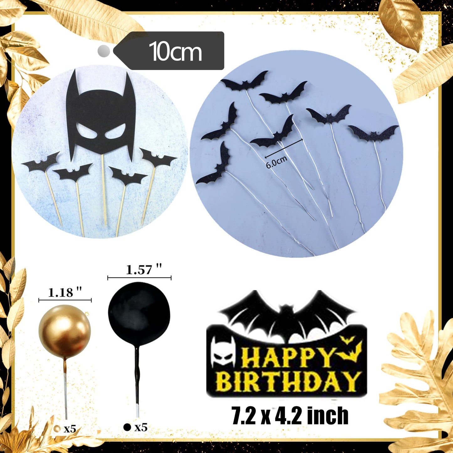 Gallarato Superhero Bat Birthday Cake Topper Happy Birthday Cake Decorations For Bat Hero Themed Birthday Party Supplies Bat Bir