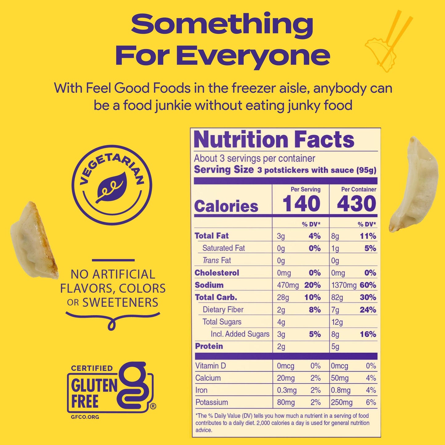 Feel Good Foods Vegetable Potstickers 10oz Frozen Dumplings with Tamari Dipping Sauce, Gluten Free