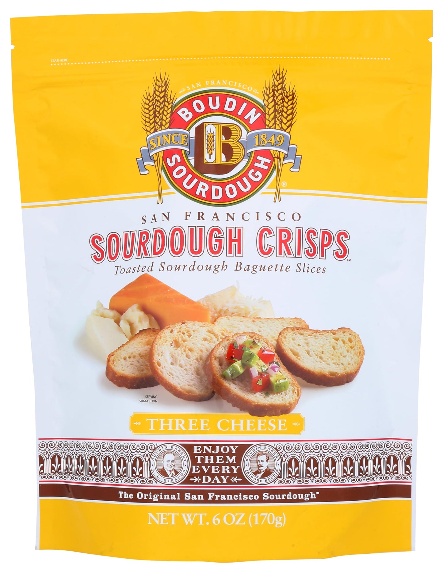 Boudin Sourdough, Crisps San Francisco Three Cheese, 6 Ounce