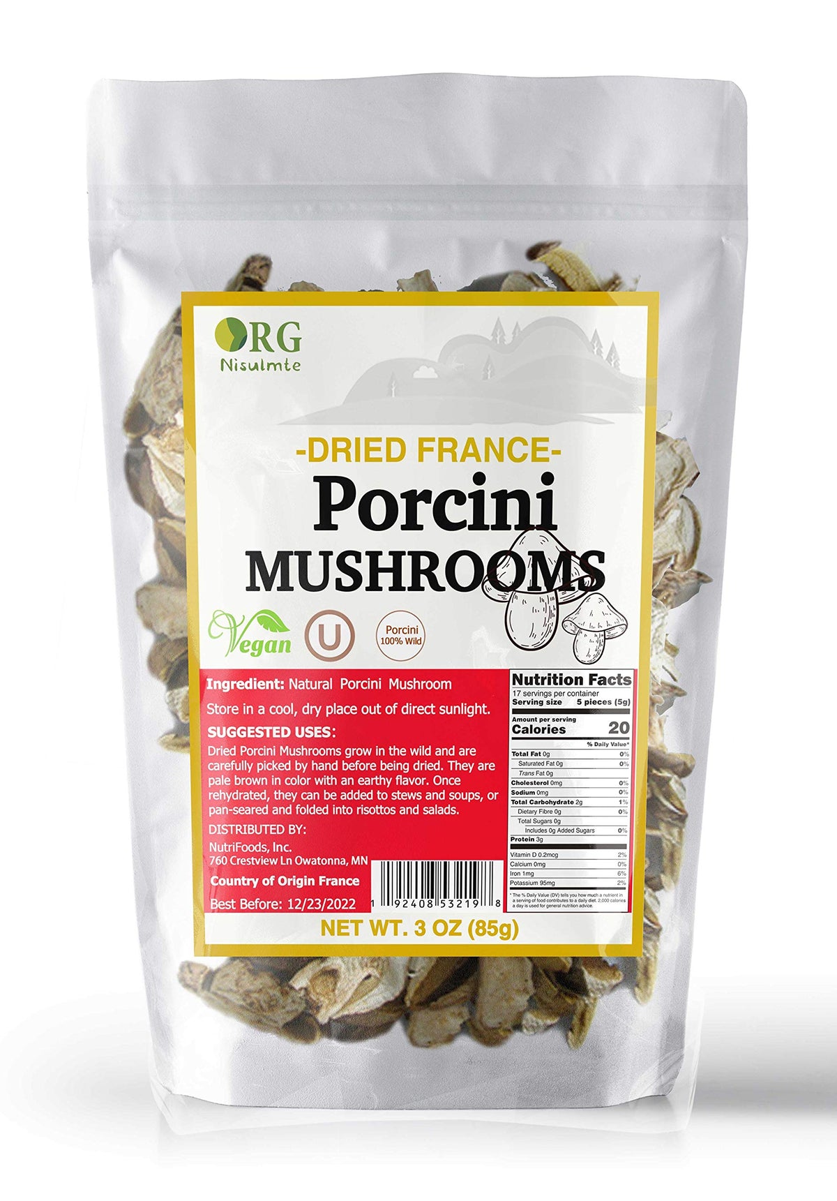 Orgnisulmte Dried Porcini Mushrooms New Season French Wild Porcini Mushroom enhanced Vacuum Pack 3Oz(85g)