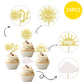 24 Pcs Sunshine One Cupcake Toppers Gold Glitter Sun Simle Face Cloud You Are My Sunshine First Birthday Cupcake Picks Baby Show