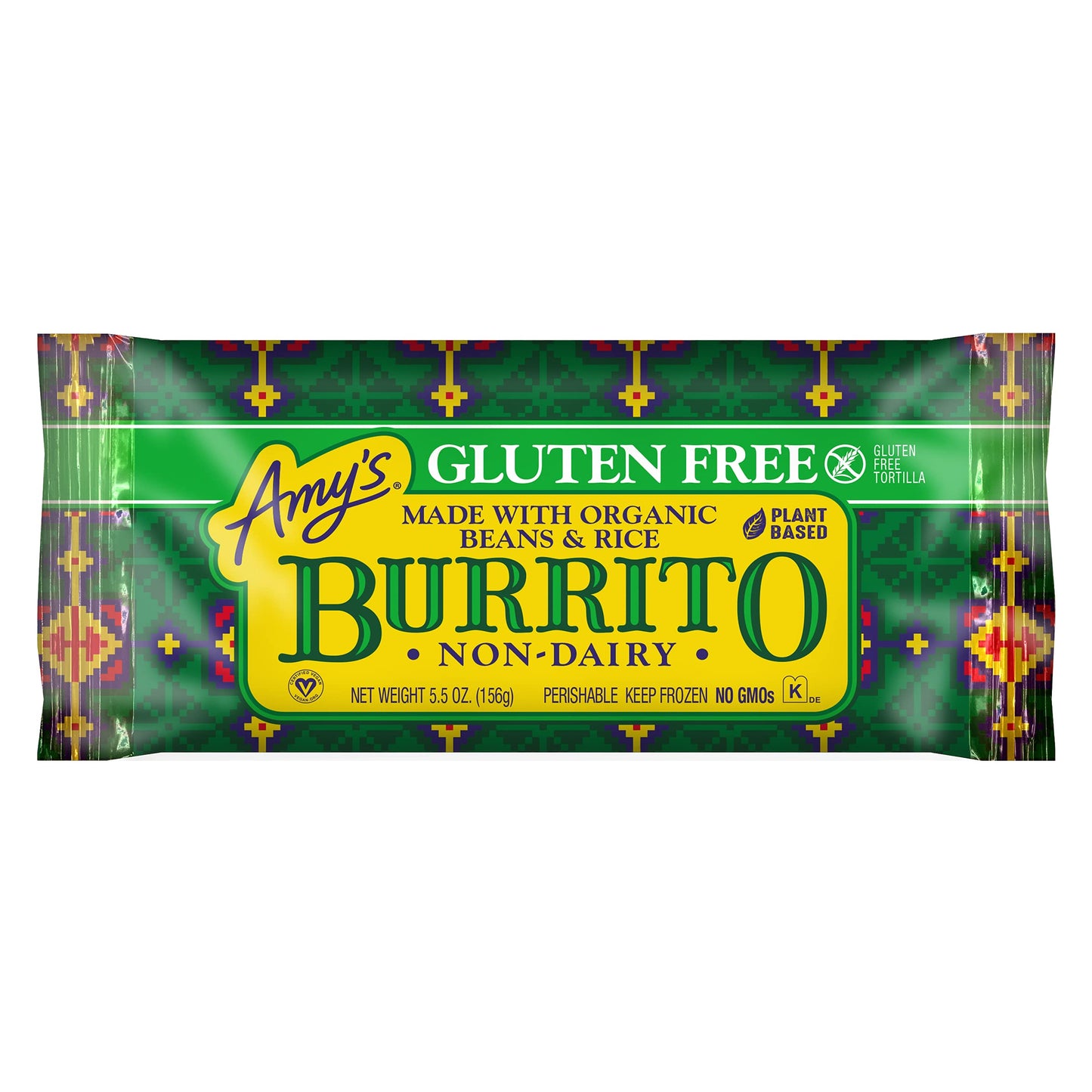 Amys Frozen Meals, Vegan and Gluten Free Burrito, Non Dairy Burrito Made With Organic Beans and Rice, Microwave Meals, 5.5 Oz