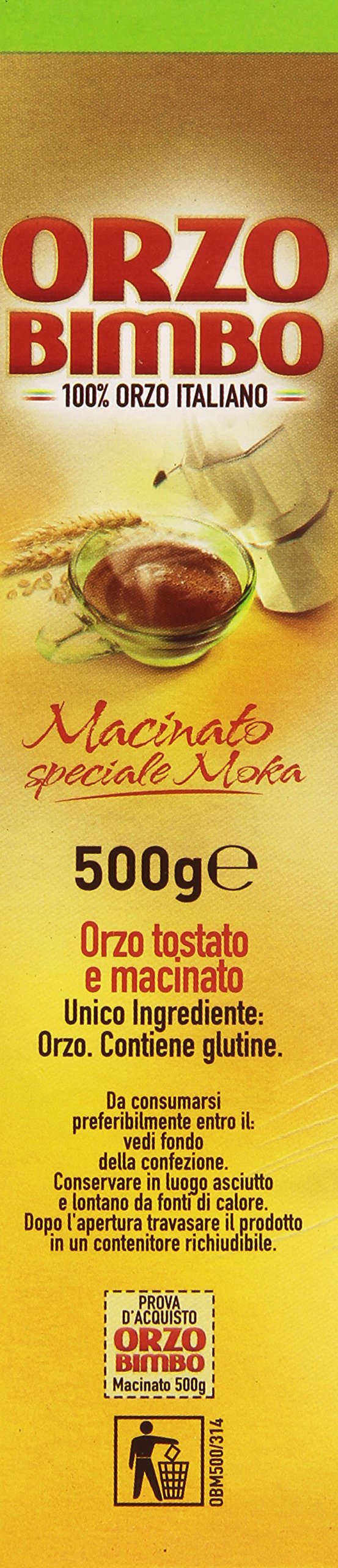 Orzo Bimbo Barley and Coffee Powder for Moka, 17.63oz (500g), Italian Import