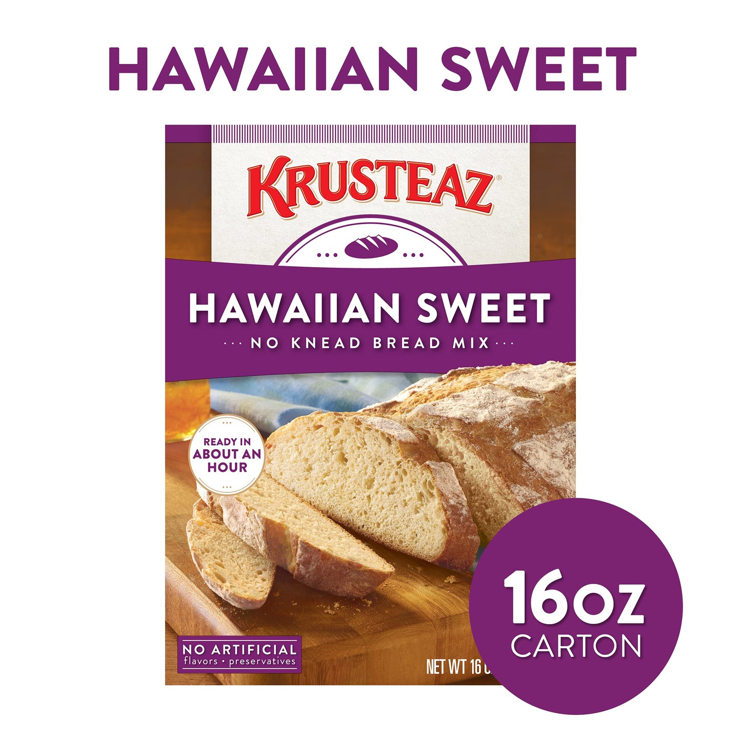 Krusteaz Hawaiian Sweet No Knead Bread Mix, 16 oz, Easy to Prepare, Ideal for Baking