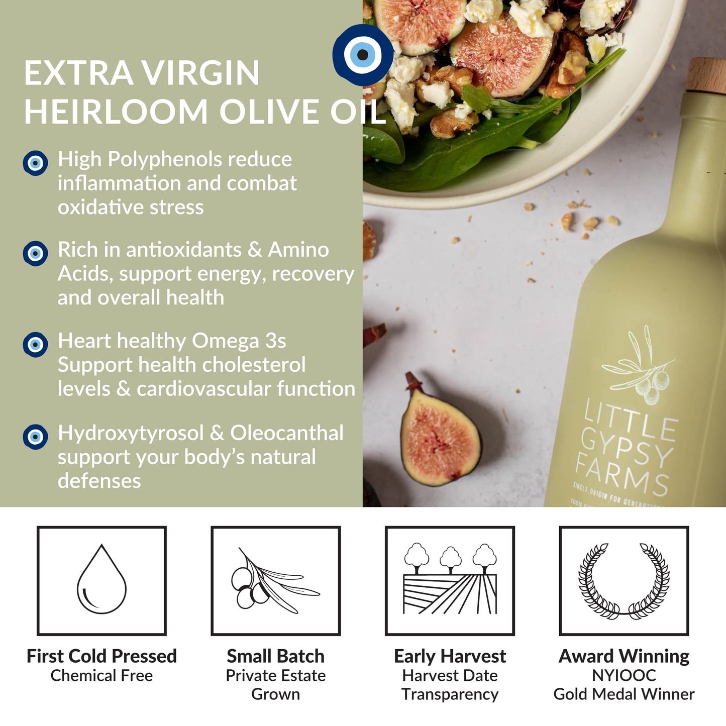 Heirloom Evoo From Little Gypsy Farms | Extra Virgin Olive Oil From A Single Estate In Greece | First Cold-Pressed | High Polyph