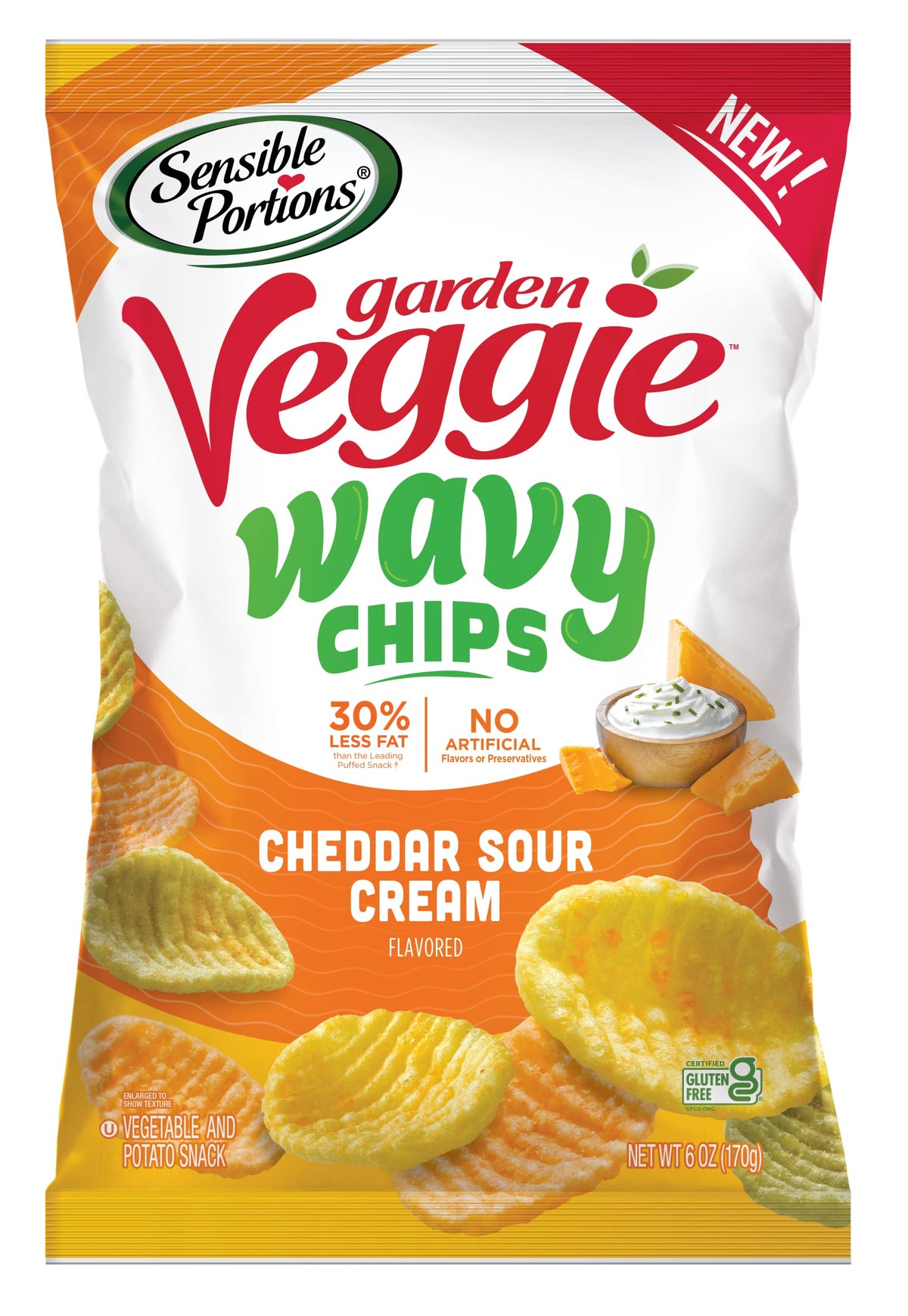 Sensible Portions Garden Veggie Wavy Cheddar Sour Cream Chips, 6 oz