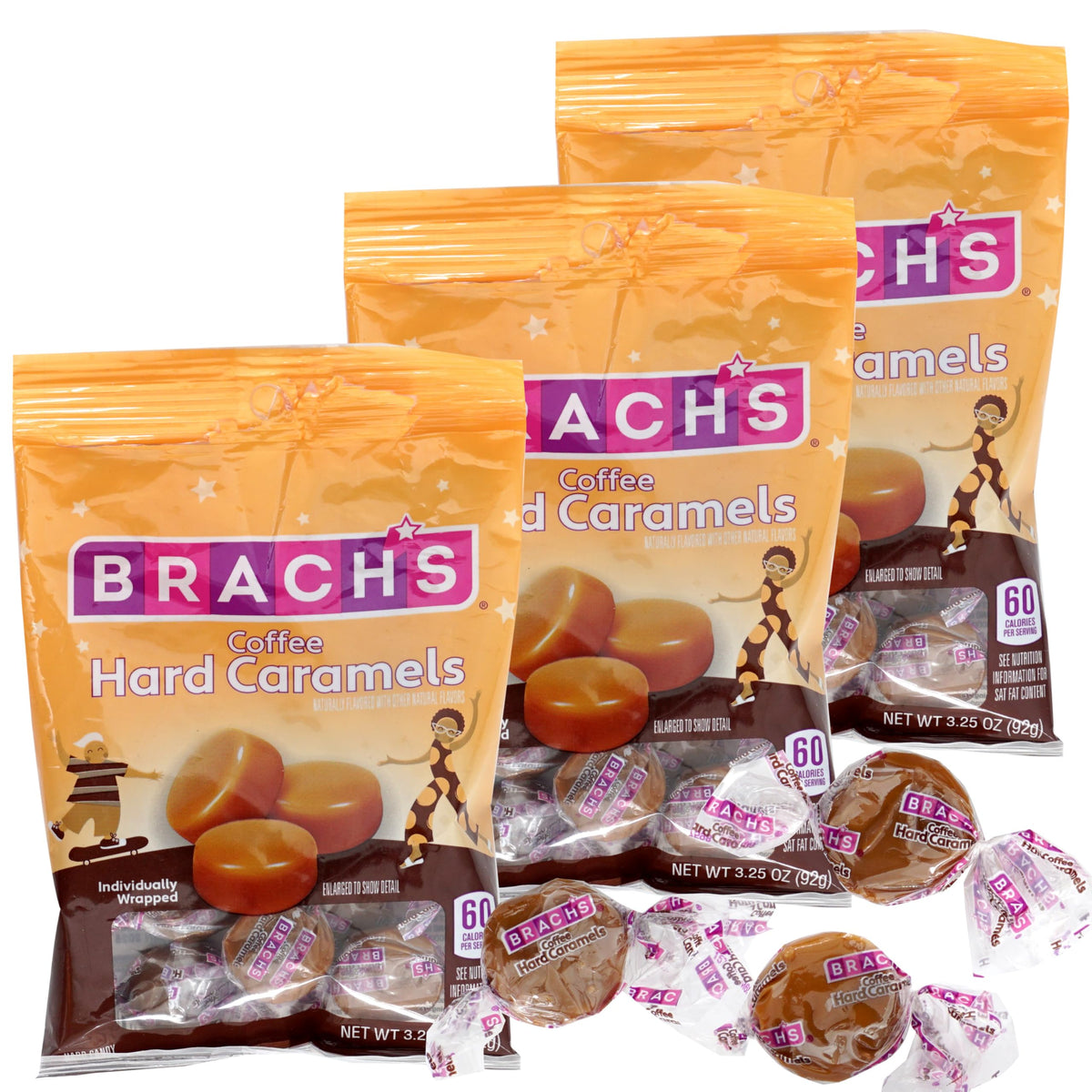 Coffee Hard Caramels, 3.25 oz Bags (3 Pack), Individually Wrapped Hard Candy