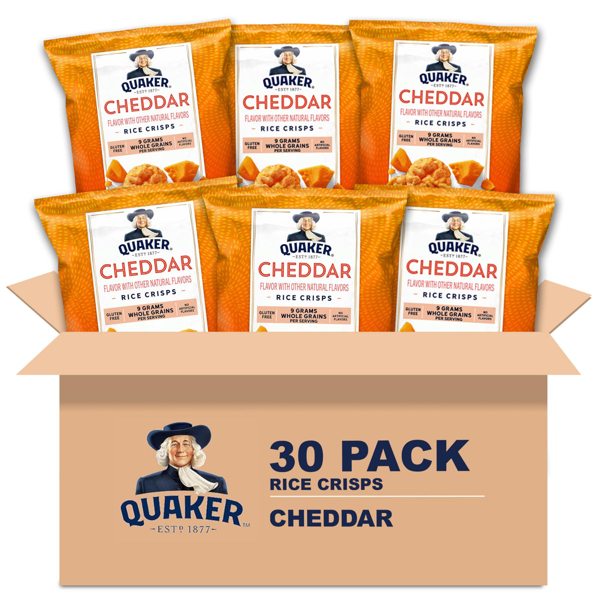 Quaker Rice Crisps, Gluten Free, Cheddar, 0.67 Oz, 30 Count