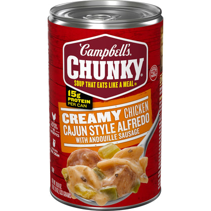 Campbells Chunky Creamy Chicken Cajun Style Alfredo With Andouille Sausage Soup, 18.8 oz Can