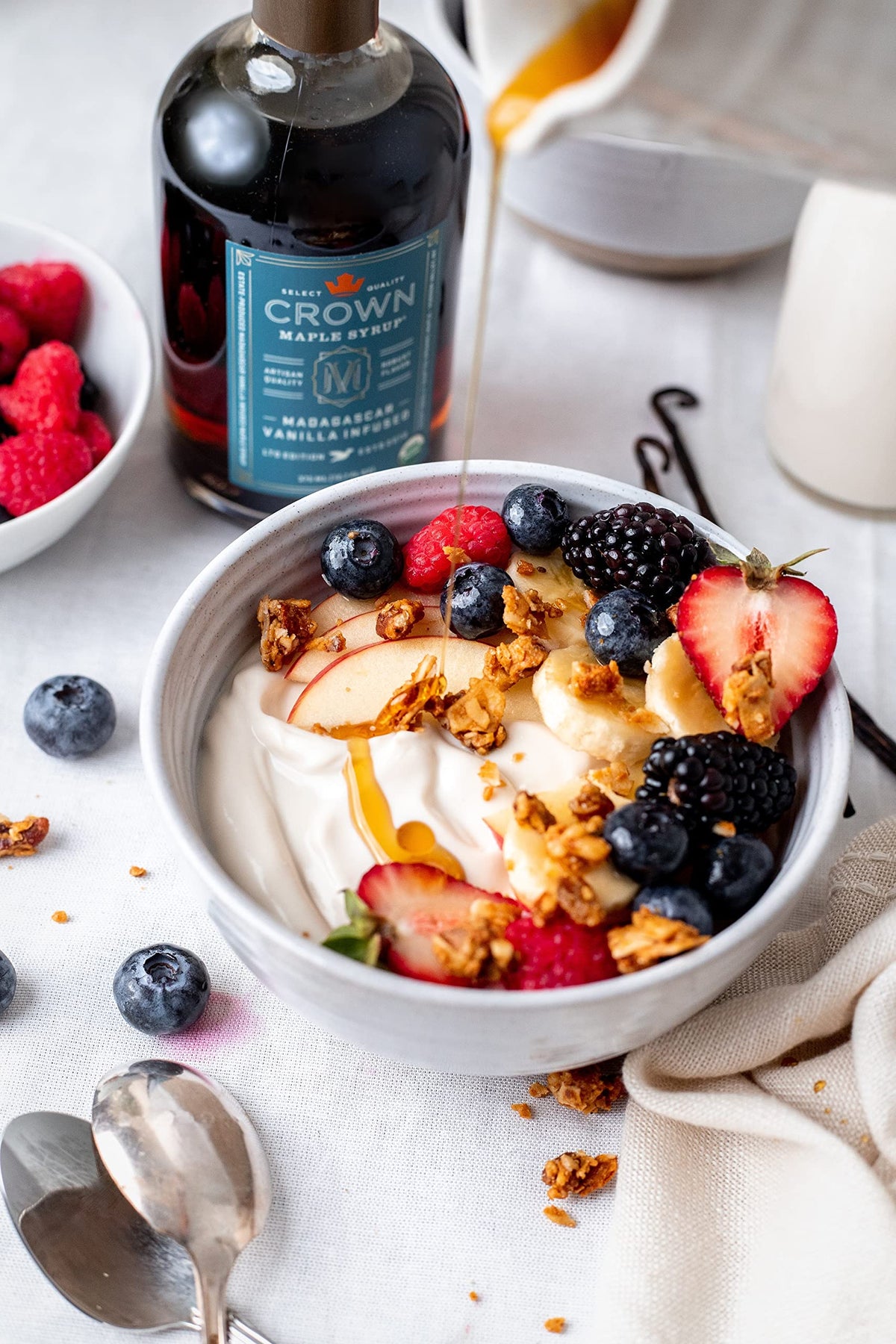 Crown Maple Madagascar Vanilla Infused Organic Maple Syrup, 12.7 Fl Oz - Real Vanilla Bean for Pancakes, Baking, Cocktails & Brunch