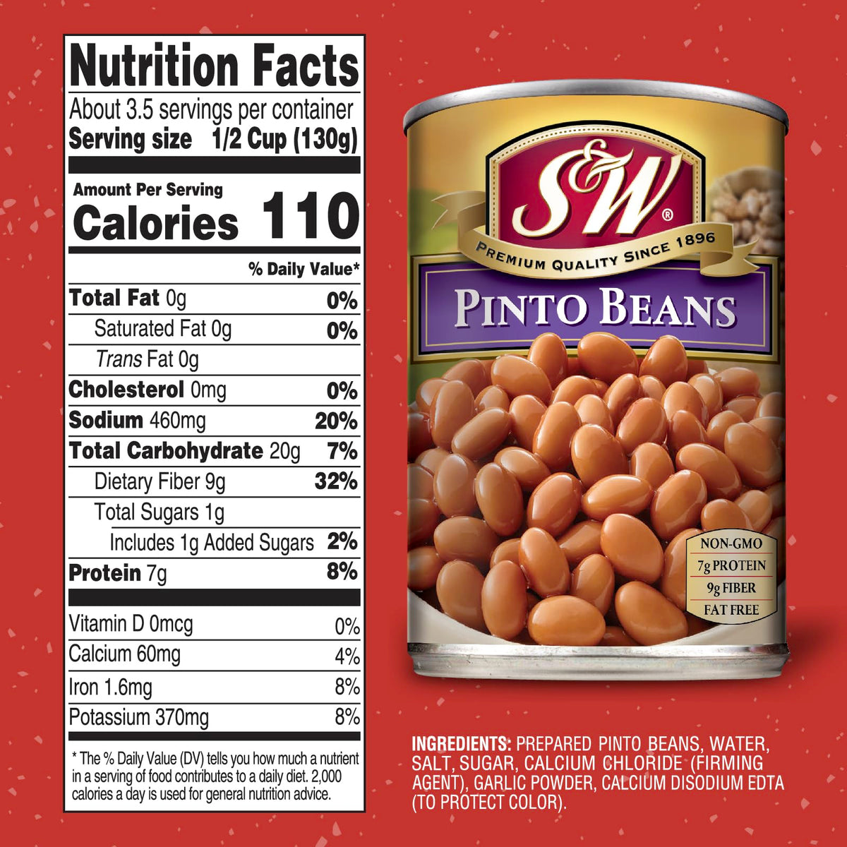 S&W - Pinto Beans -15.5 Oz. Can (Pack Of 12)