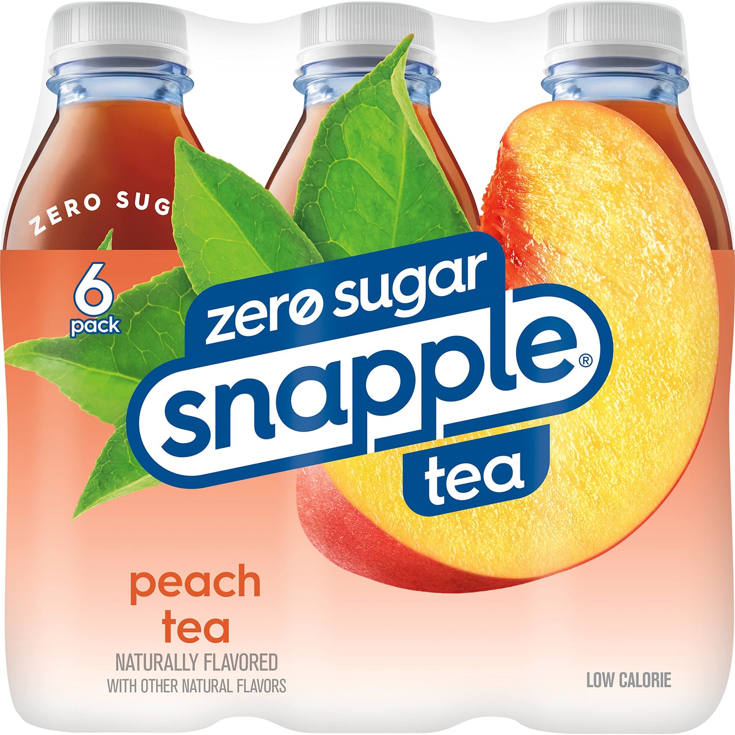 Snapple Zero Sugar Peach Tea  16 fl oz recycled plastic bottle  6 pack