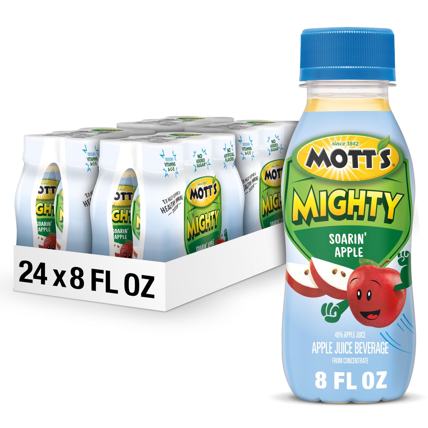 Motts Mighty Soarin Apple Juice Drink, 100% Fruit Juice, 8 Fl Oz Bottles, 24 Count (4 Packs of 6)