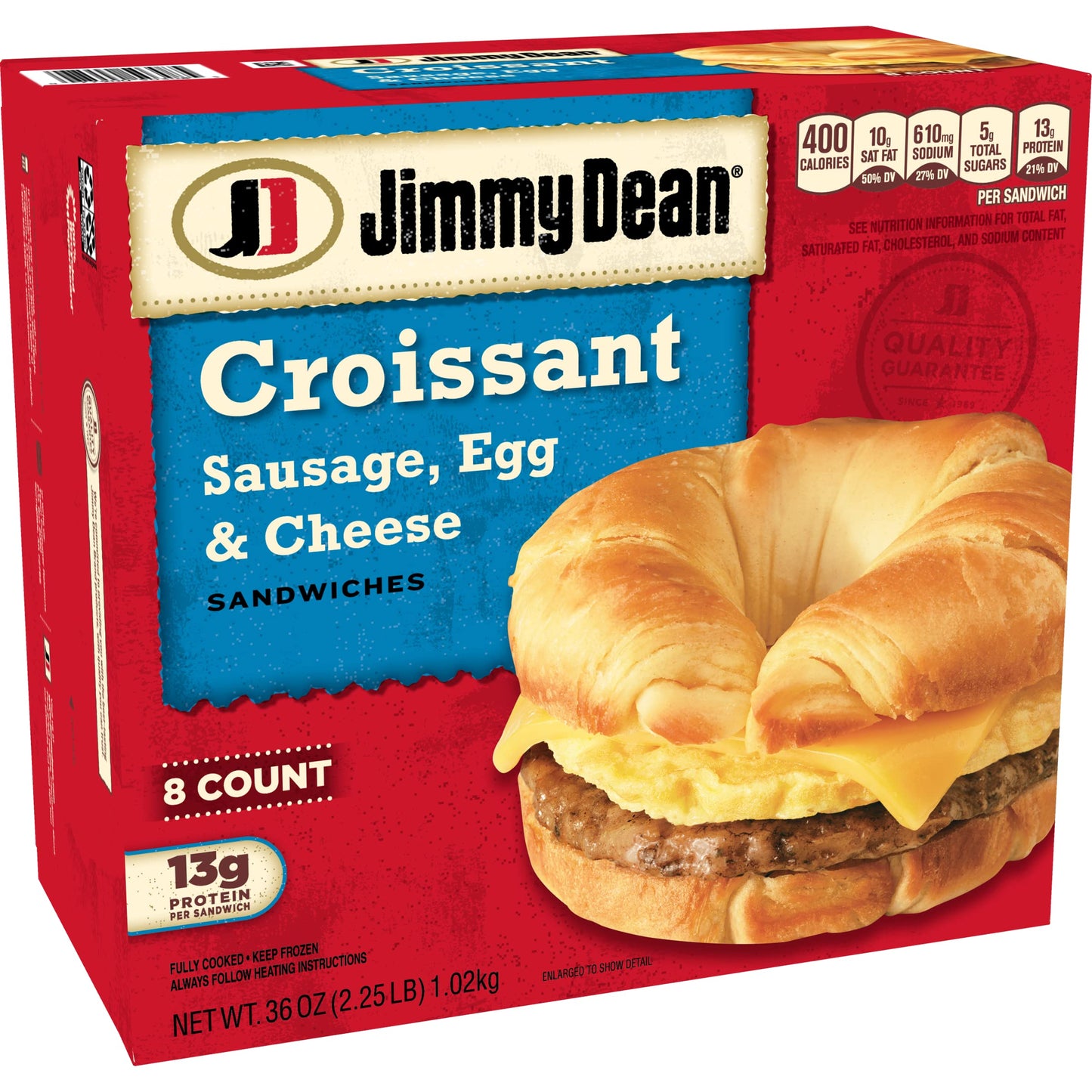 Jimmy Dean Sausage, Egg and Cheese Croissant Breakfast Sandwich, 8 Count (Frozen)