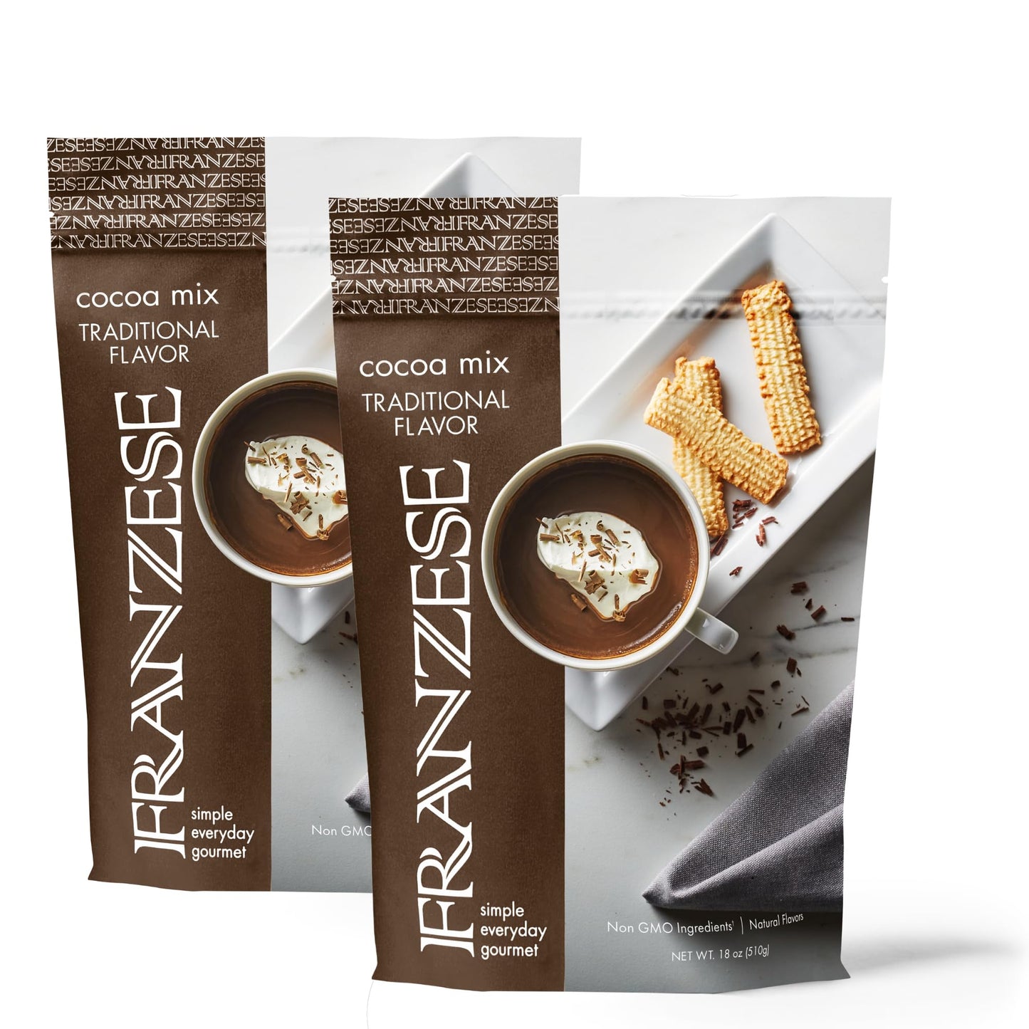 Franzese Italian Traditional Hot Cocoa Mix - Imported from Italy, 18 Ounce Bag, Gluten-Free, Non-GMO, Enjoy as Gourmet Sipping C