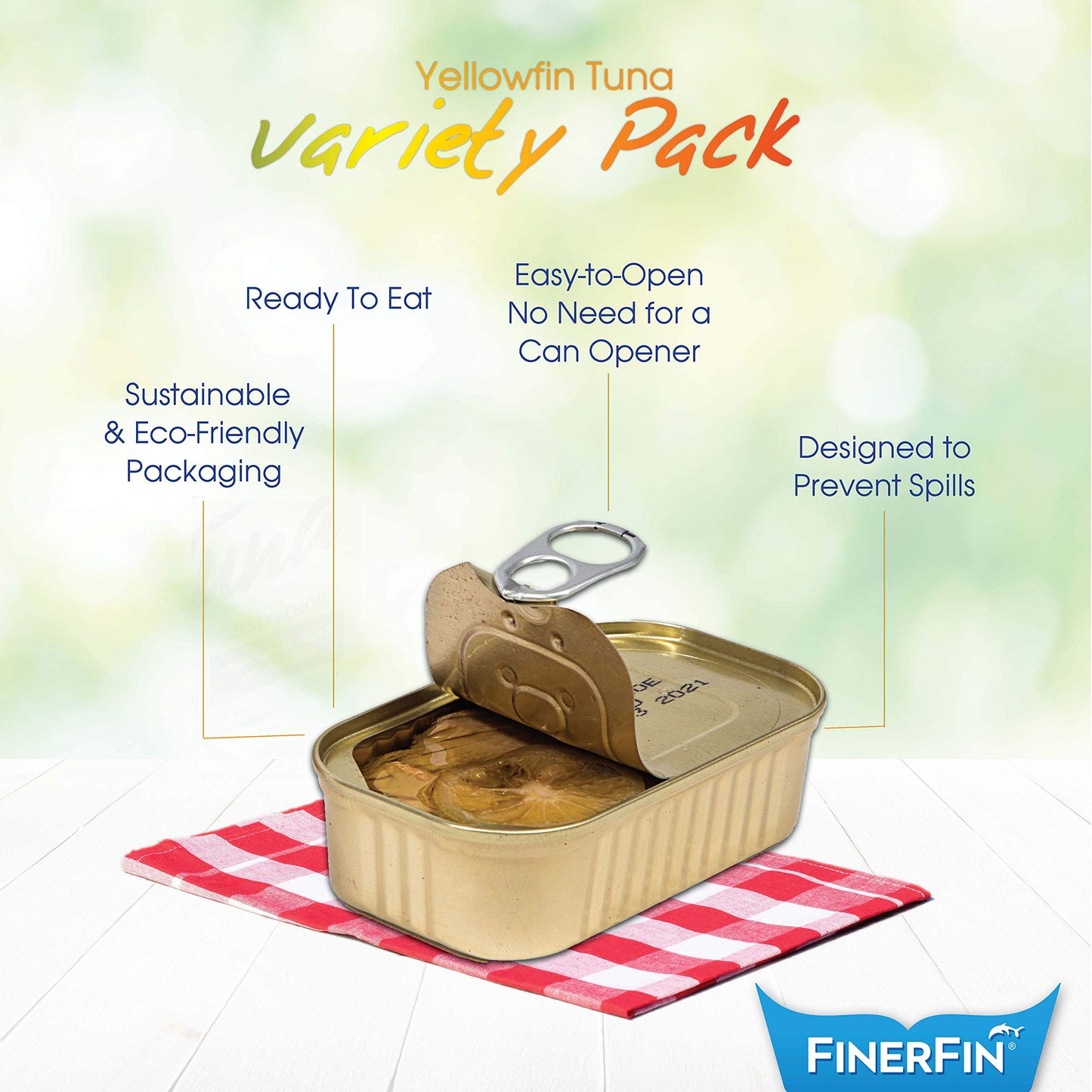 Finerfin Yellowfin Tuna Salad In Organic Olive Oil | Tasters Variety Pack | Enhanced Canned Tuna Fish With Evoo | Gourmet Ready-To-Eat Wild-Caught Fillets | 4.4Oz Can - 12 Pack