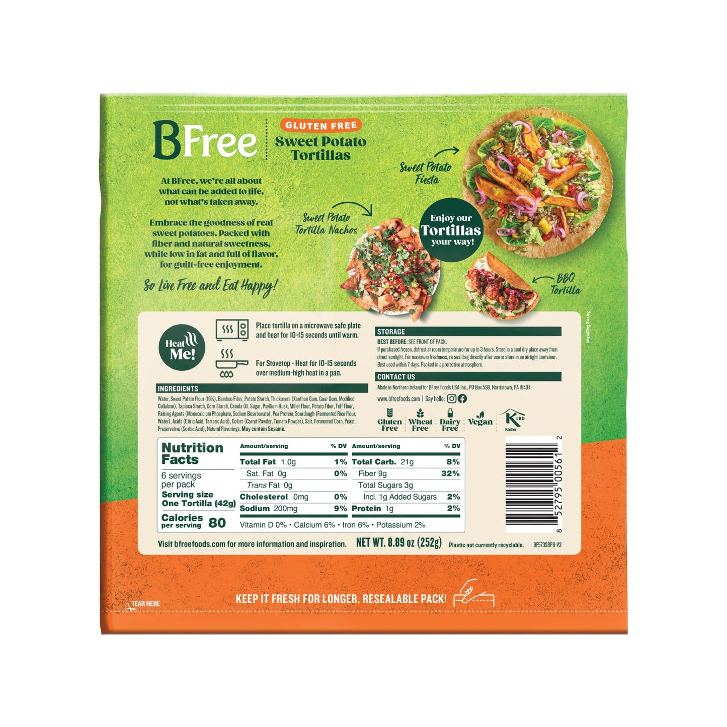 Bfree Gluten Free Sweet Potato Tortilla Wraps, 8.89 Oz - 6 Tortillas (Pack Of 3)
