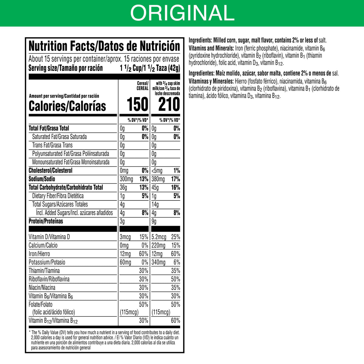 Kelloggs Corn Flakes Breakfast Cereal, Kids Cereal, Family Breakfast, Giant Size, Original, 24oz Box (1 Box)