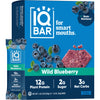 IQBAR Brain and Body Plant Protein Bars - Wild Blueberry - 12 Count, Low Carb, High Fiber, Gluten Free, Healthy Vegan Snacks - L