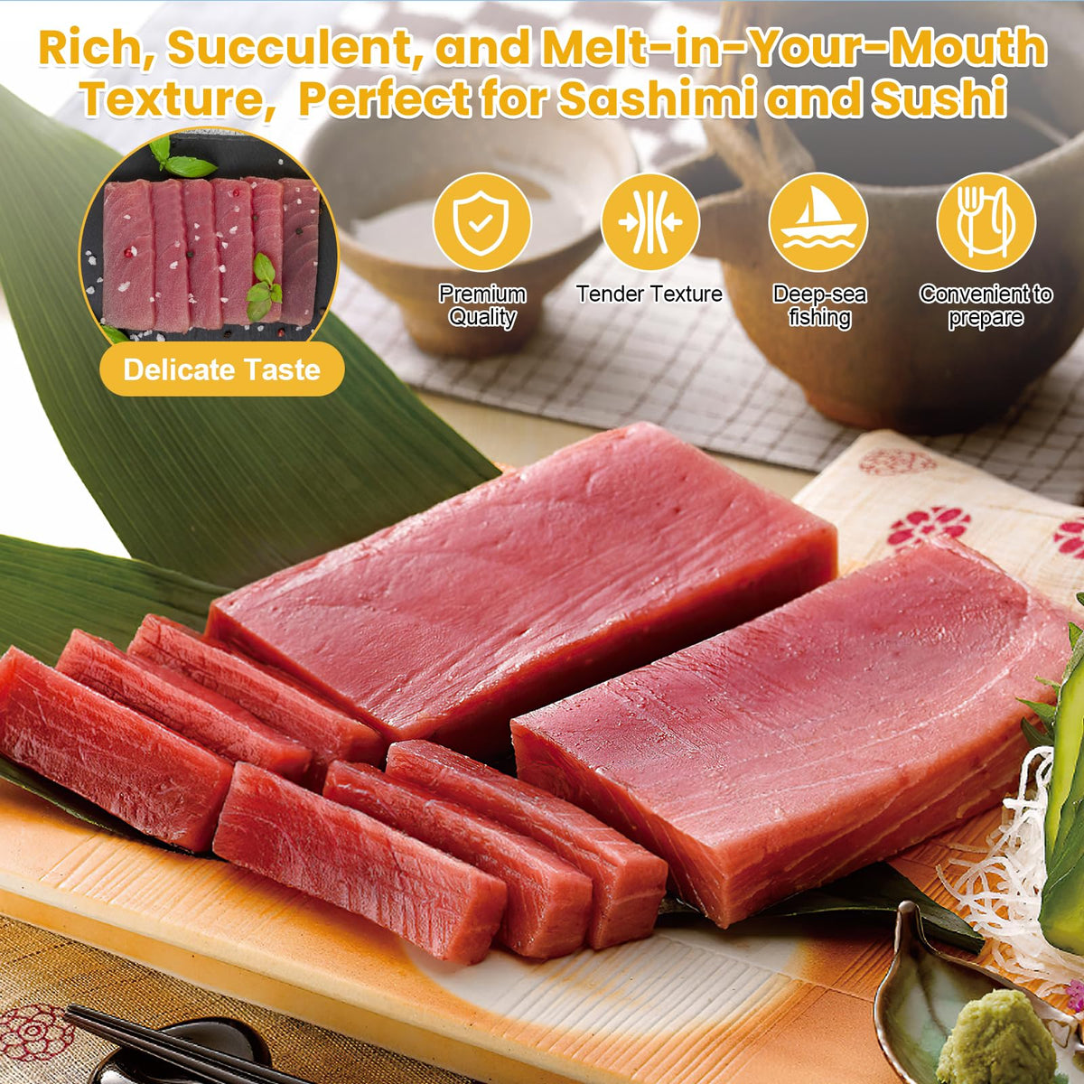 OCEANZEN Ahi Tuna Saku Sashimi Grade, Wild Caught, Frozen, 48 Ounce Pack