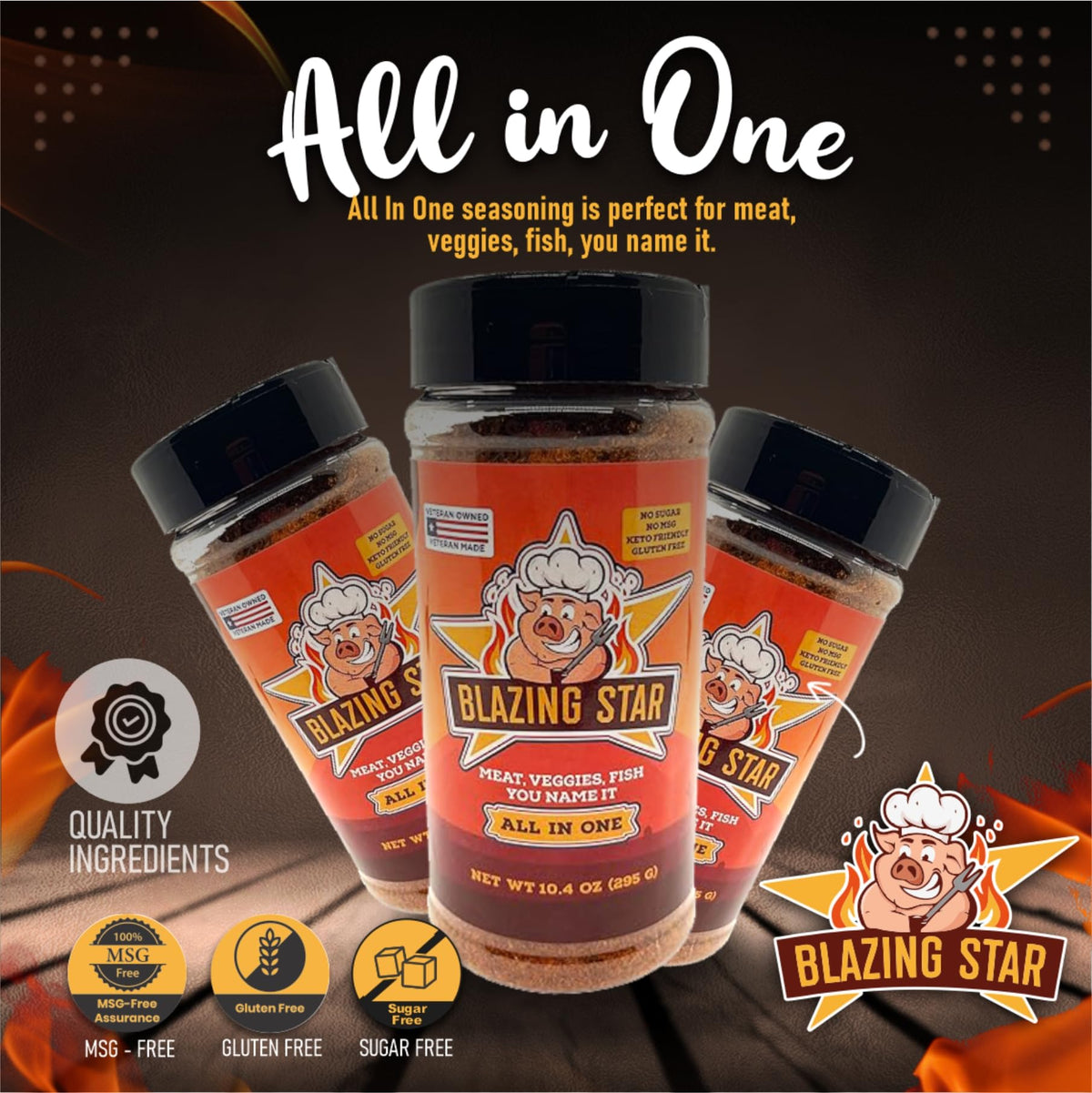 Blazing Star Bbq All In One Seasoning, Shaker Spice Mix 10.4 Oz