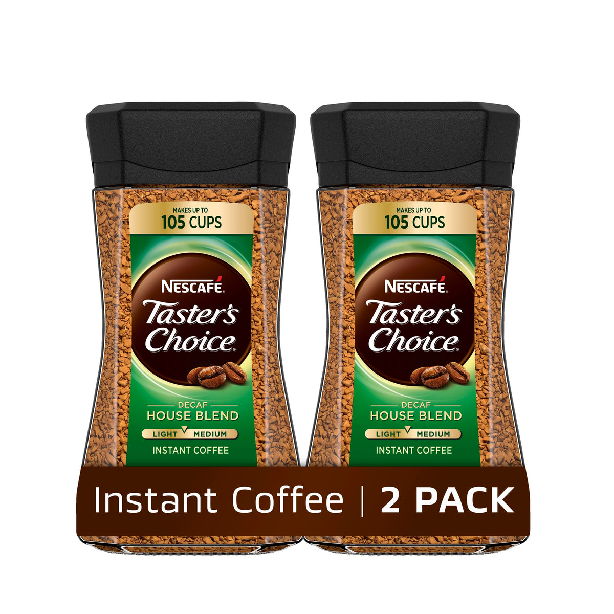 Nescaf   Taster'S Choice Instant Coffee, Light Medium Roast, Decaf House Blend, 2 Jars (7 Oz Each)