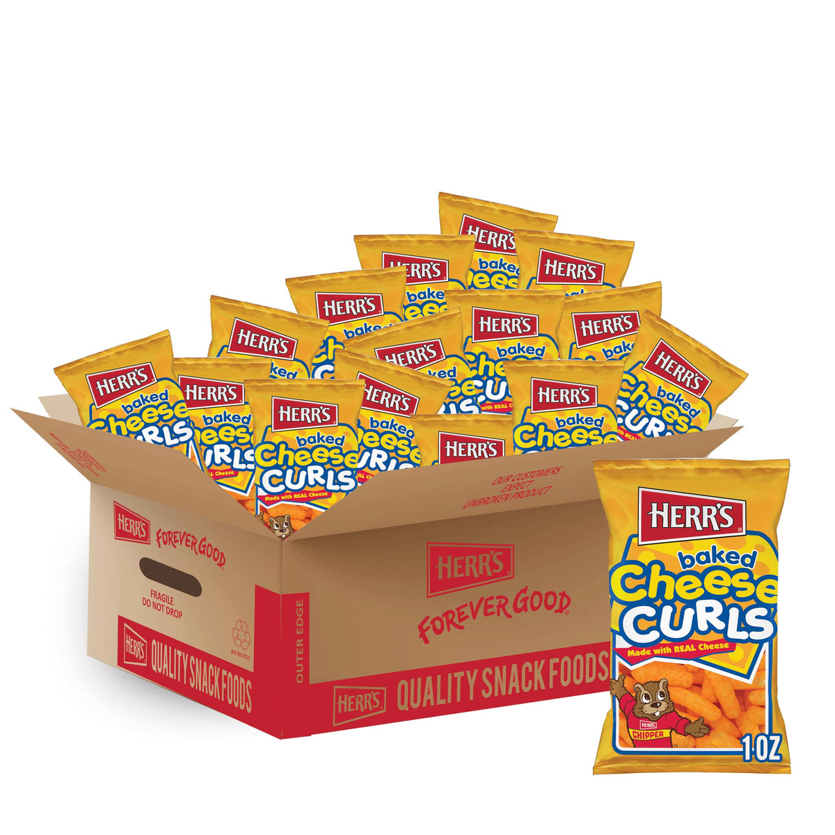 Herr'S Baked Cheese Curls, 1 Ounce (Pack Of 42 Bags)