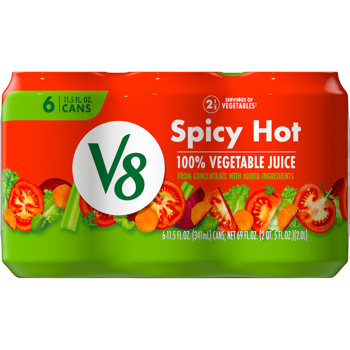 V8 Spicy Hot 100% Vegetable Juice, 11.5 Fl Oz Can (6 Pack)