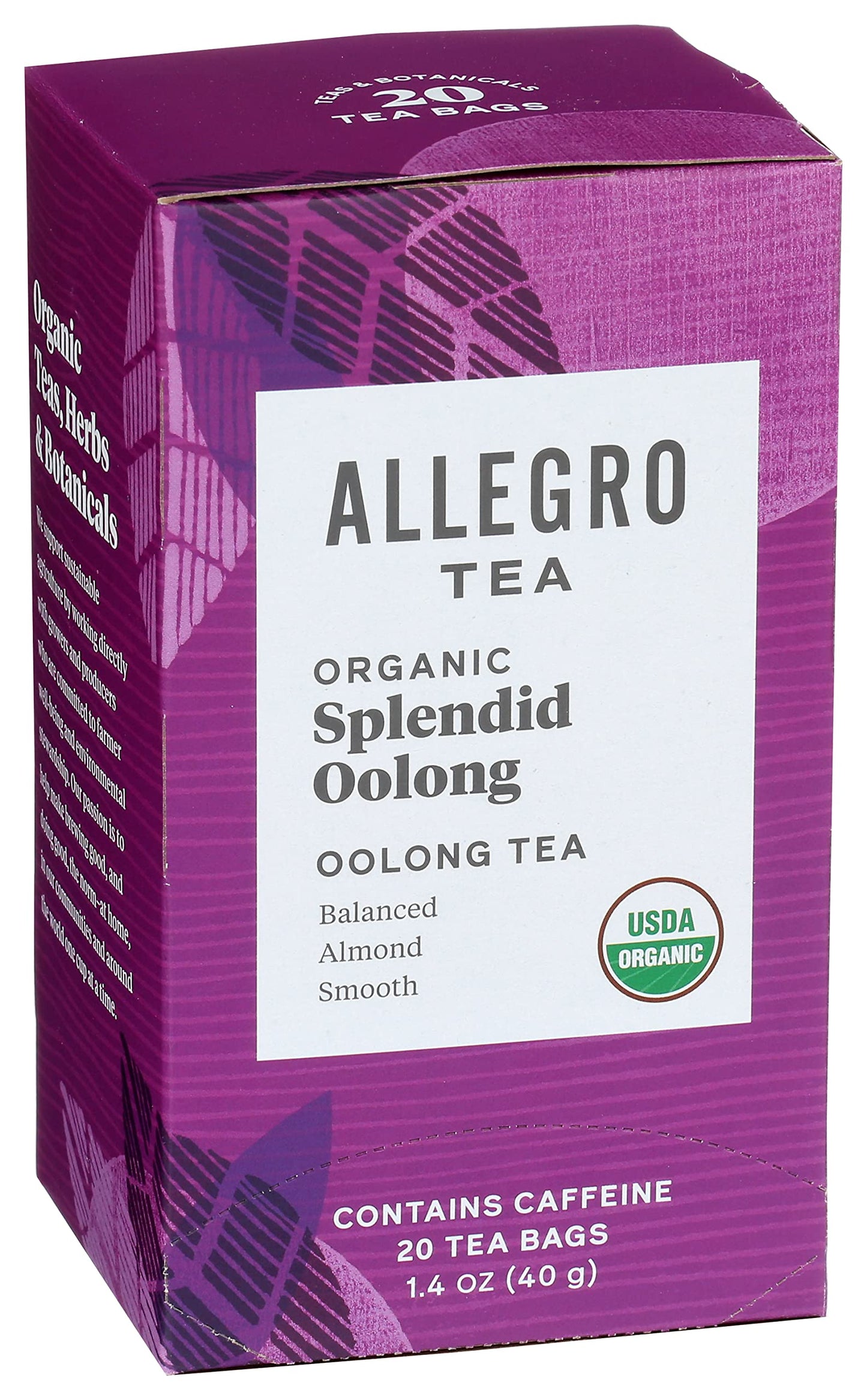 Allegro Tea Organic Oolong Tea Bags, 20 Count, Pack of 1