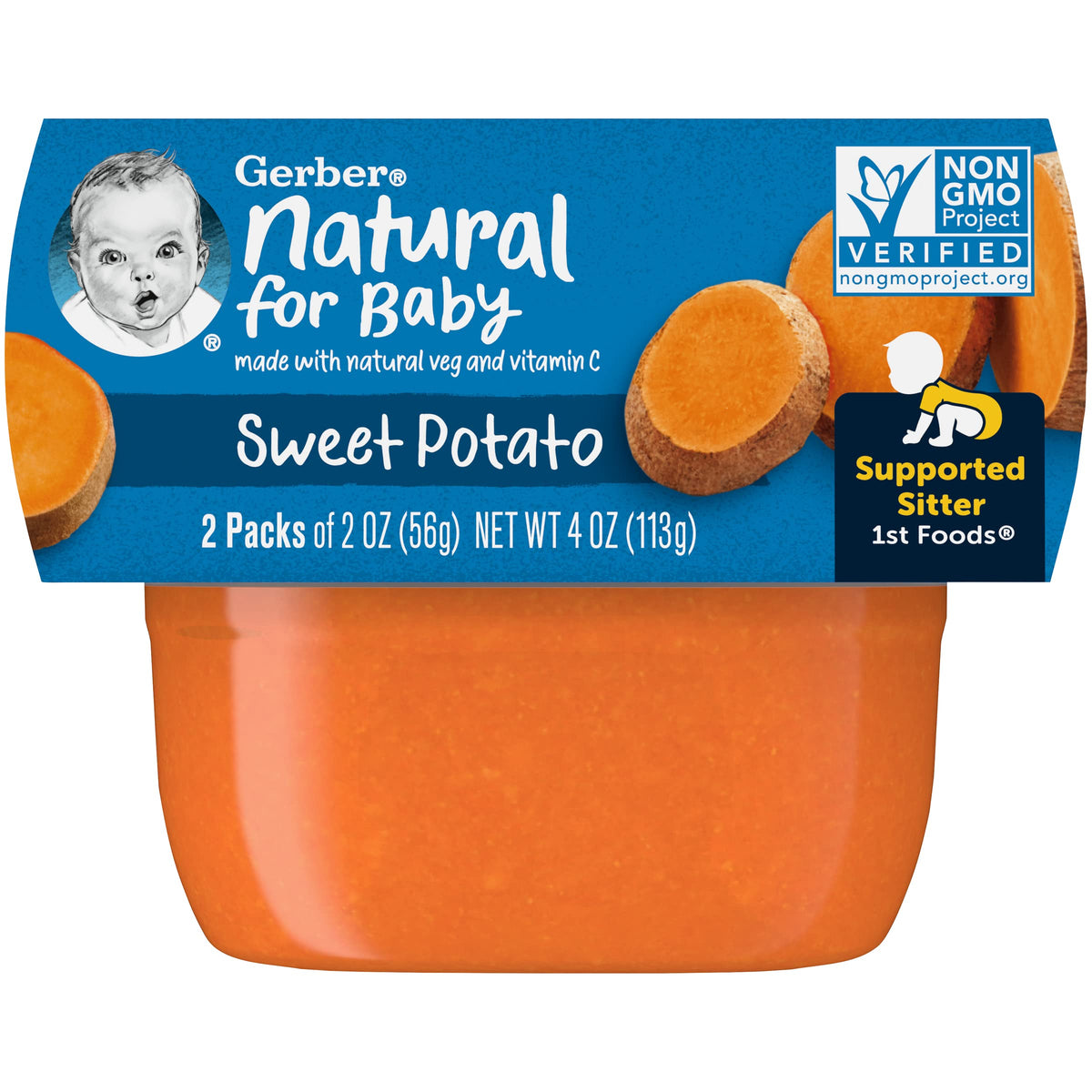 Gerber Baby Food Sweet Potato, 2 Oz, 2 Ct Tubs