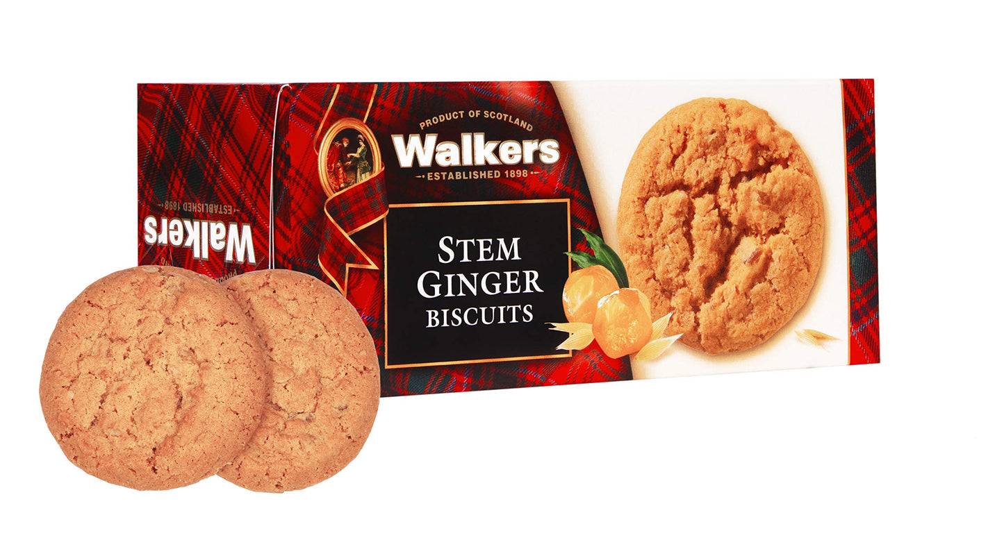 Walker's Shortbread Stem Ginger Biscuits, Scottish Cookies, 5.3 Oz (Pack of 6)