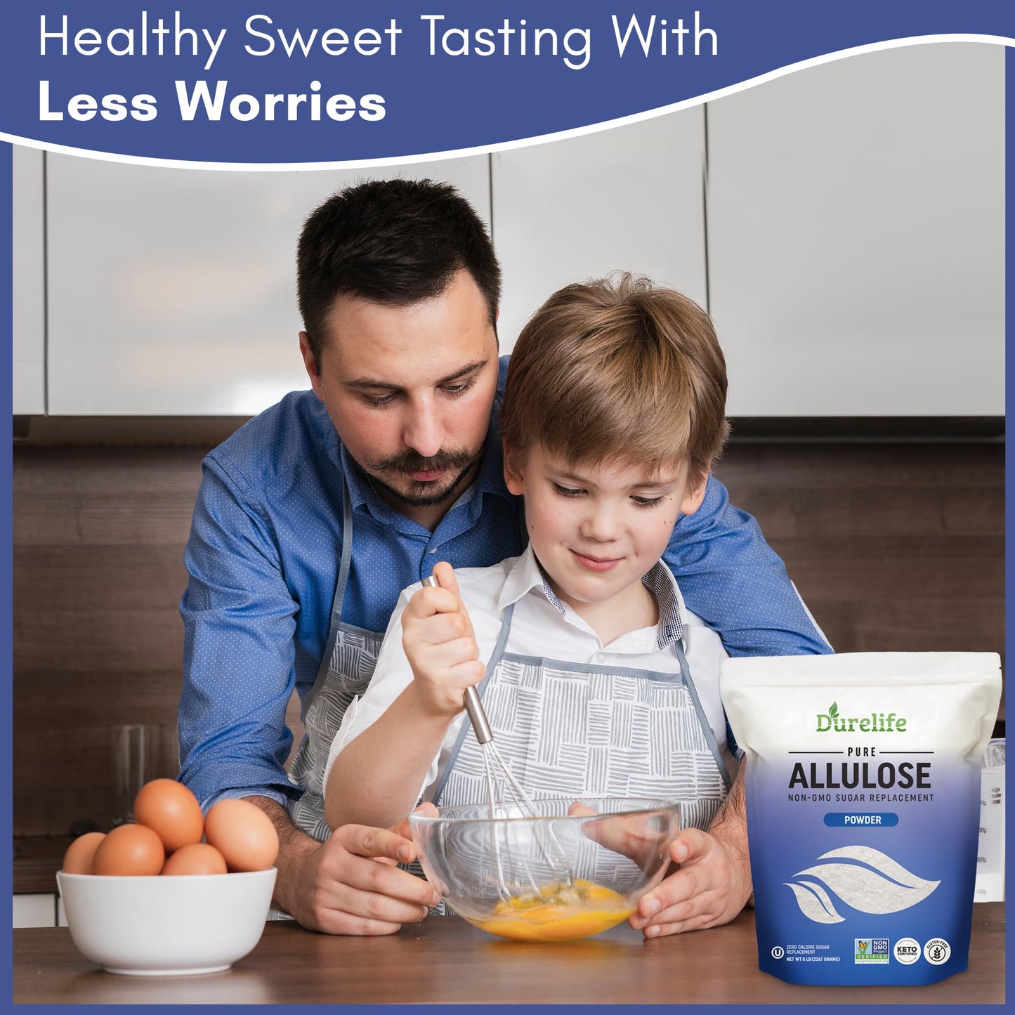 DureLife Allulose Sweetener, 100% Pure, Non-GMO, Keto Certified, 5 lb Powdered Sugar Substitute