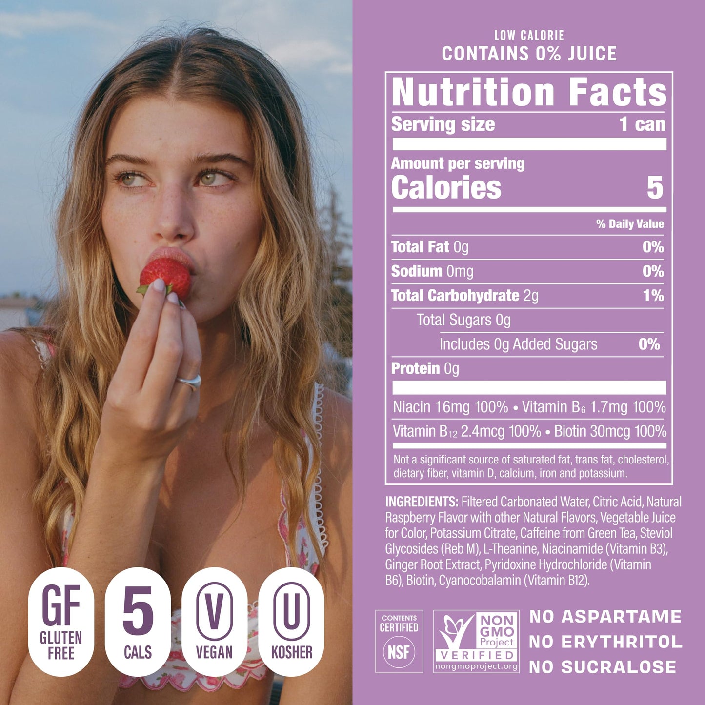 GORGIE Sugar Free Natural Energy Drinks, Wild Berry, 12 Pack, Vegan, Low Calorie, 150mg Caffeine