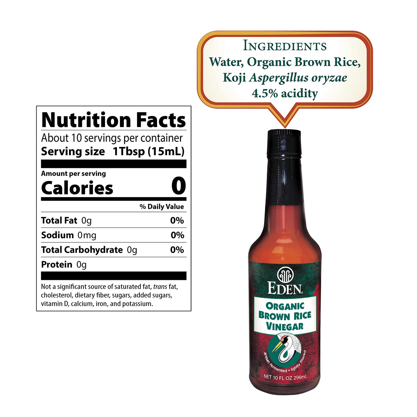 Eden Organic Brown Rice Vinegar, 10 Fl Oz Amber Glass, Imported