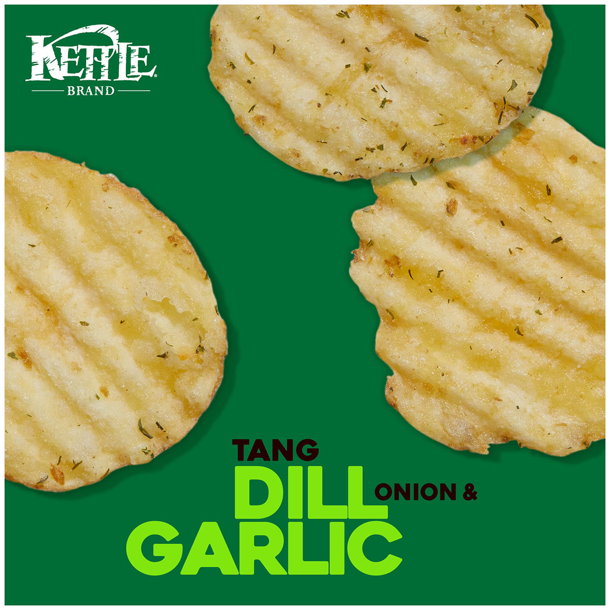 Kettle Brand Potato Chips, Krinkle Cut, Dill Pickle Kettle Chips, Snack Bag 2 Oz