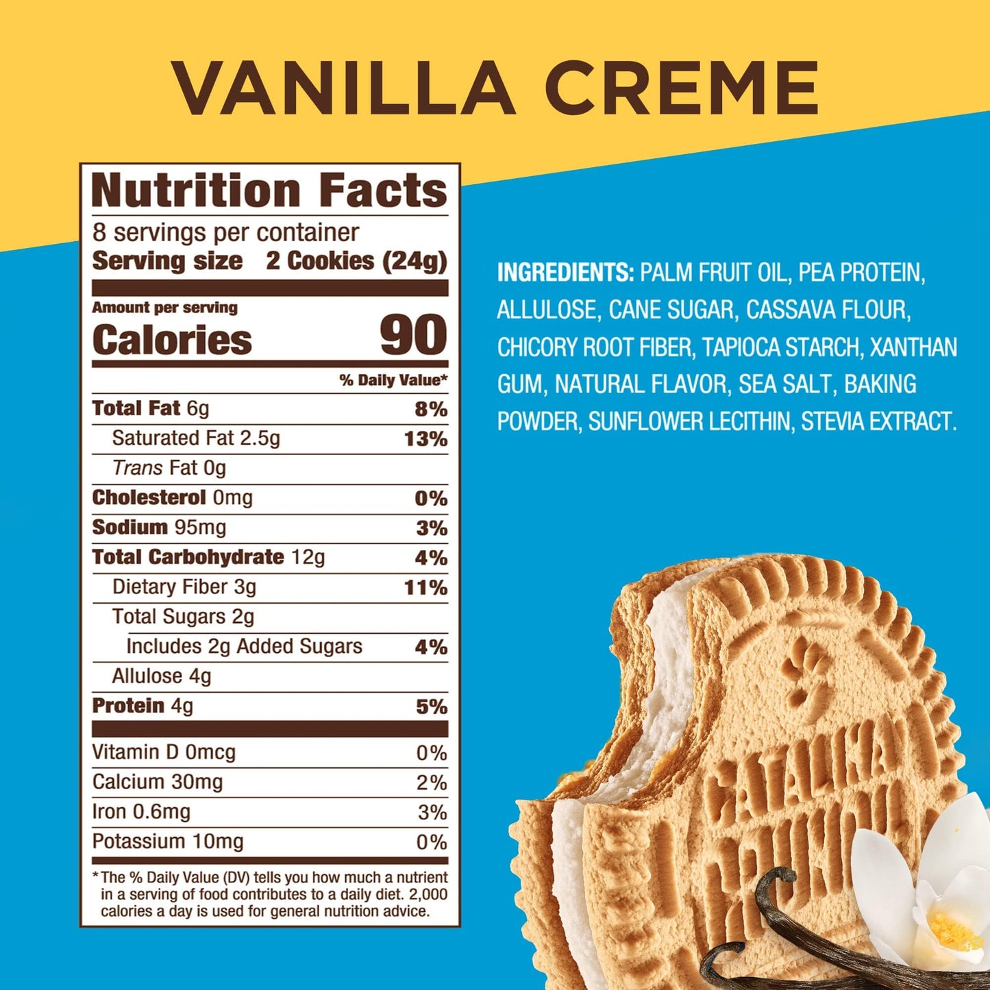 Catalina Crunch Vanilla Crème Sandwich Cookies, Low Carb, Vegan, 2 Pack, 6.8 Ounce