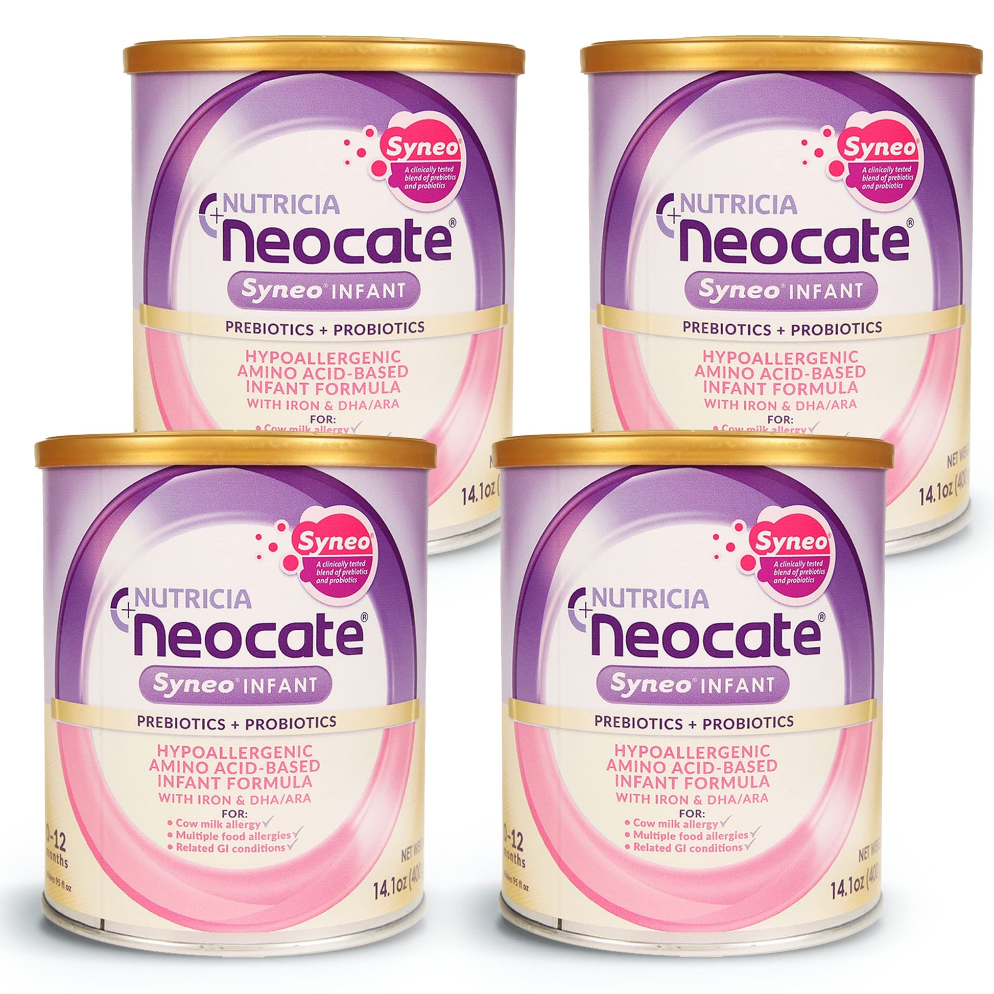 Neocate Syneo Infant - Hypoallergenic, Dairy-free, Amino Acid-Based Baby Formula with Prebiotic Fiber, Probiotics & DHA/ARA - Fo