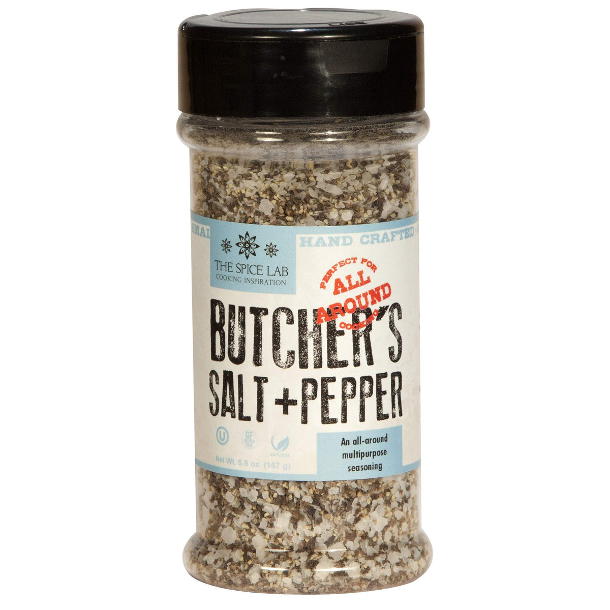 The Spice Lab No. 61 - Premium Butcher's Salt & Pepper Blend - 5.9 oz. Shaker Jar - Kosher Gluten Free All Natural Brand