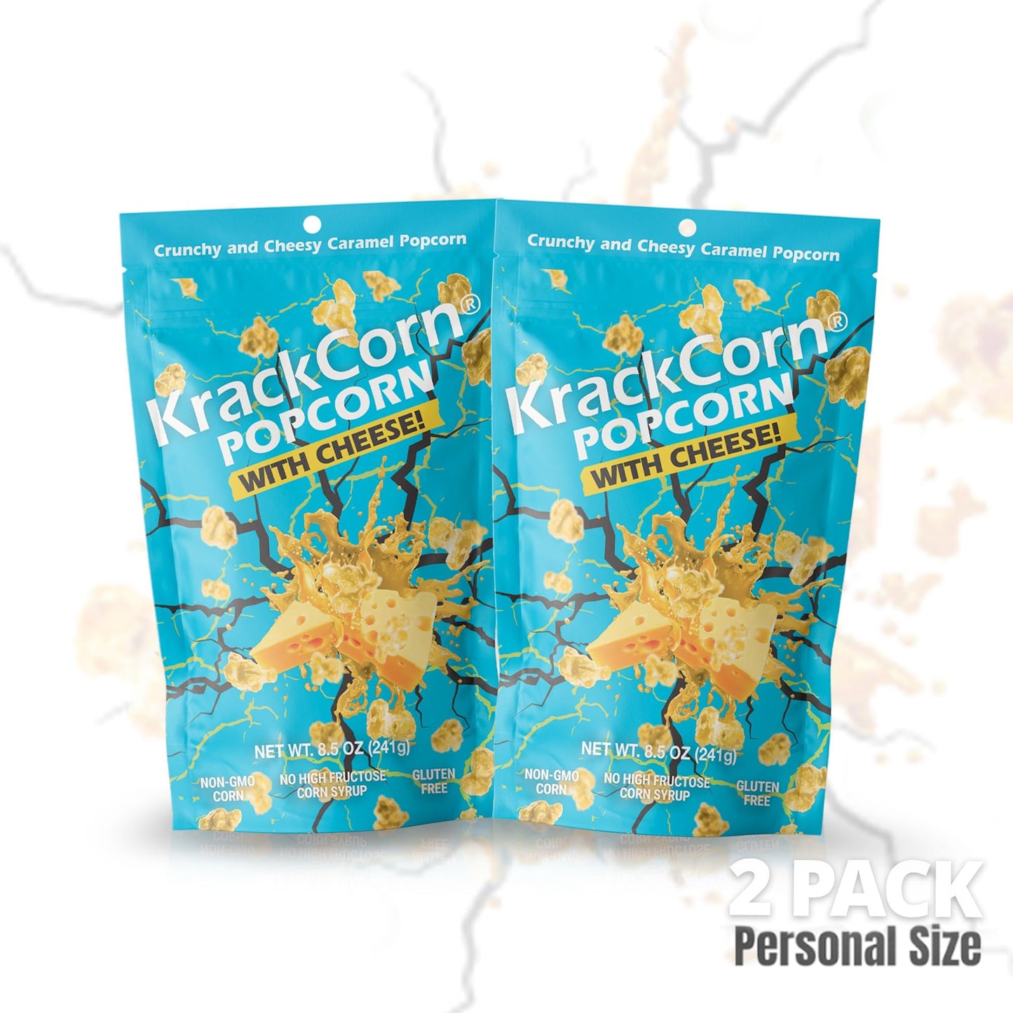 KrackCorn Cheddar Cheese Popcorn - Gluten-Free, Non-GMO, Sweet & Salty Gourmet Snack - 8.5 Ounce (Pack of 2)