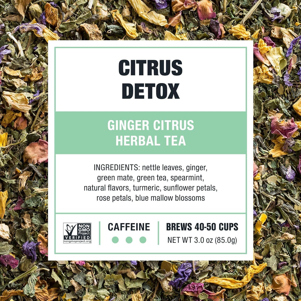 Tiesta Tea Ginger Citrus Herbal Tea Loose Leaf 3oz Tin Brews 50 Cups Caffeine-Free