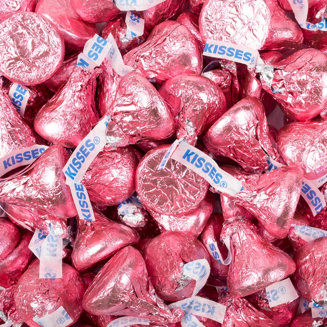 Pink Candy Kisses 4.16lb - Bulk Chocolate (Approx 400 pieces)