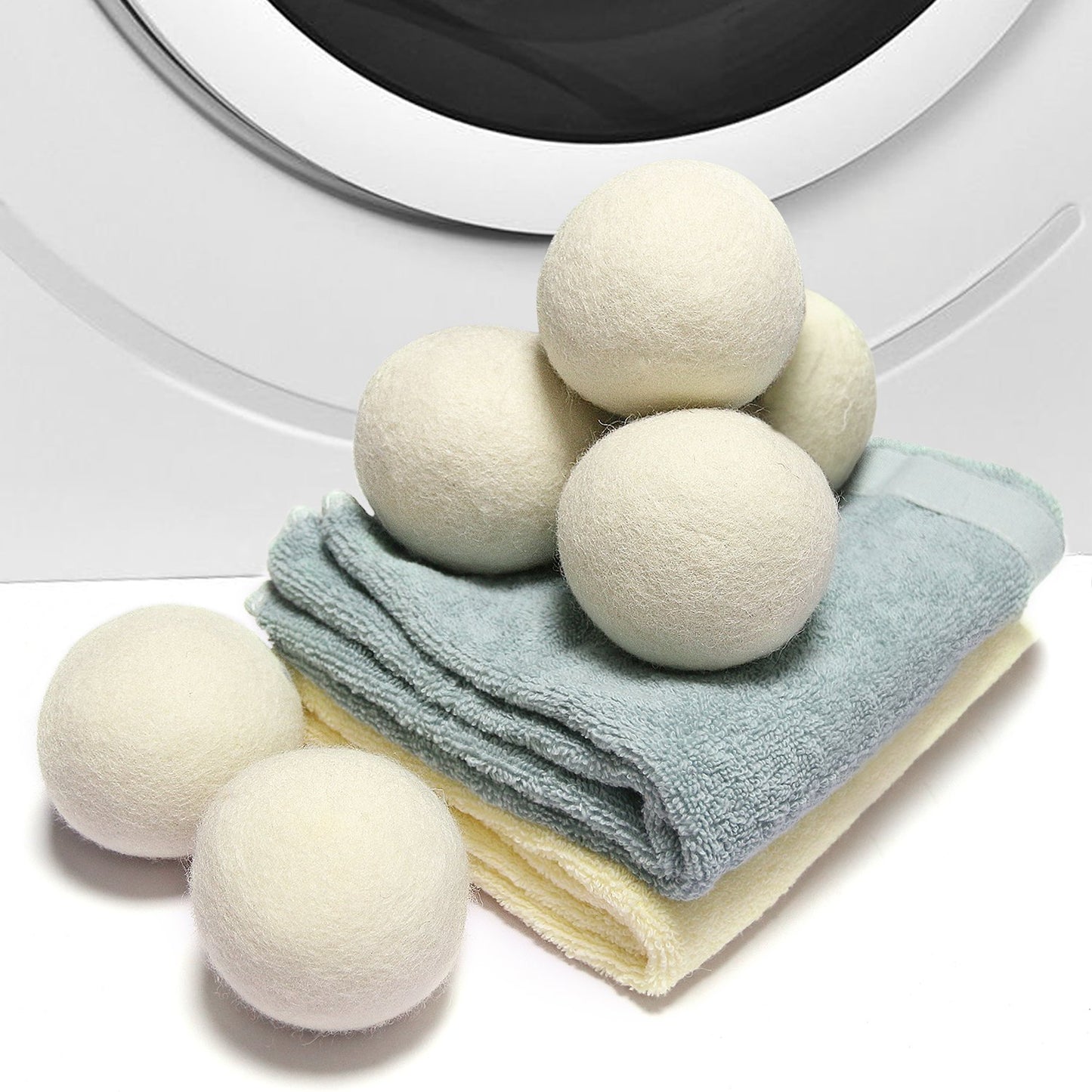 6 Pack All Natural Organic Wool Dryer Balls Xl Size - Reusable Chemical Free Natural Fabric Softener, Anti Static, Reduces Cloth