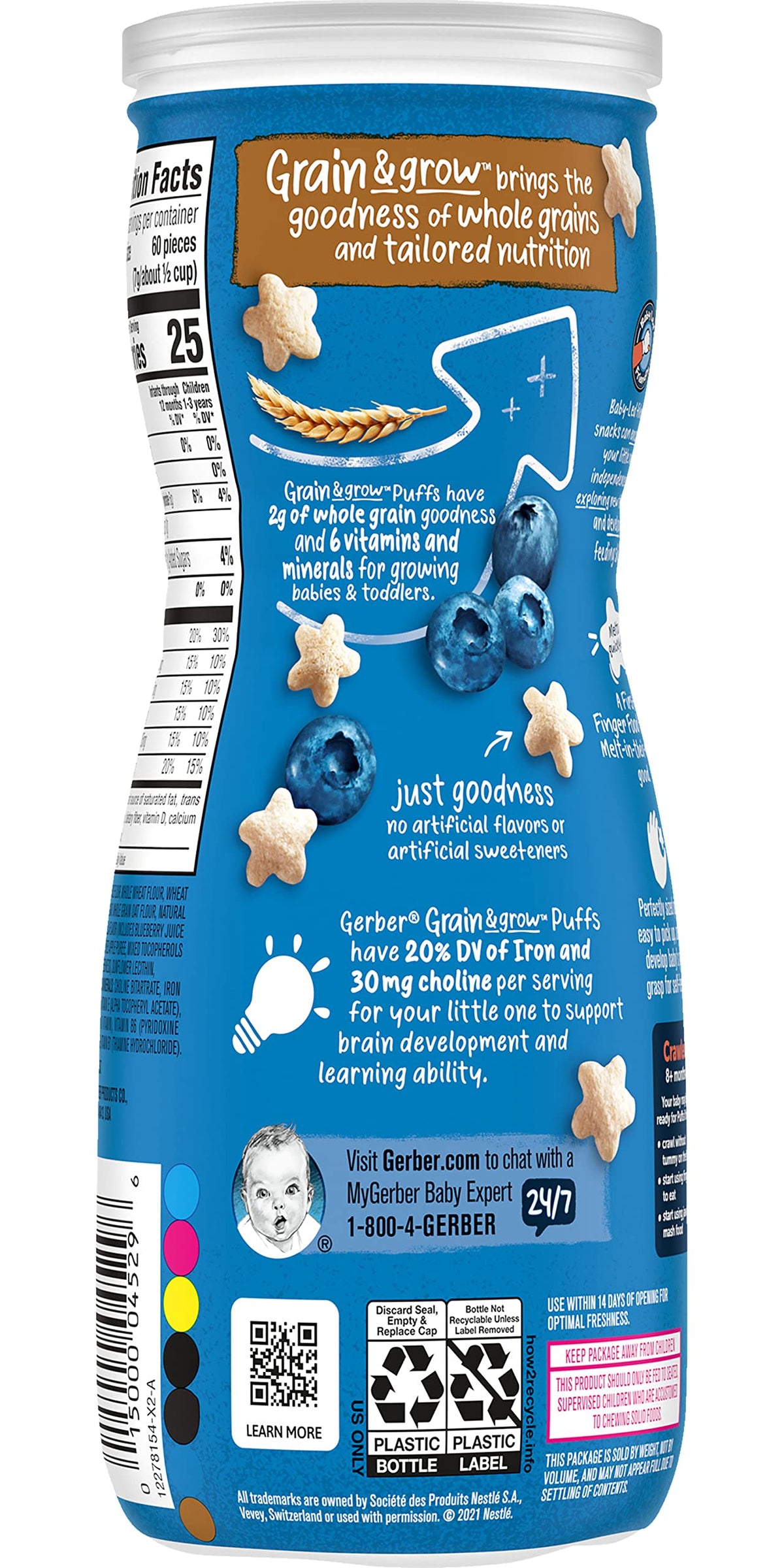 Gerber Graduates Puffs - Blueberry - 1.48 Oz - 3 Pk