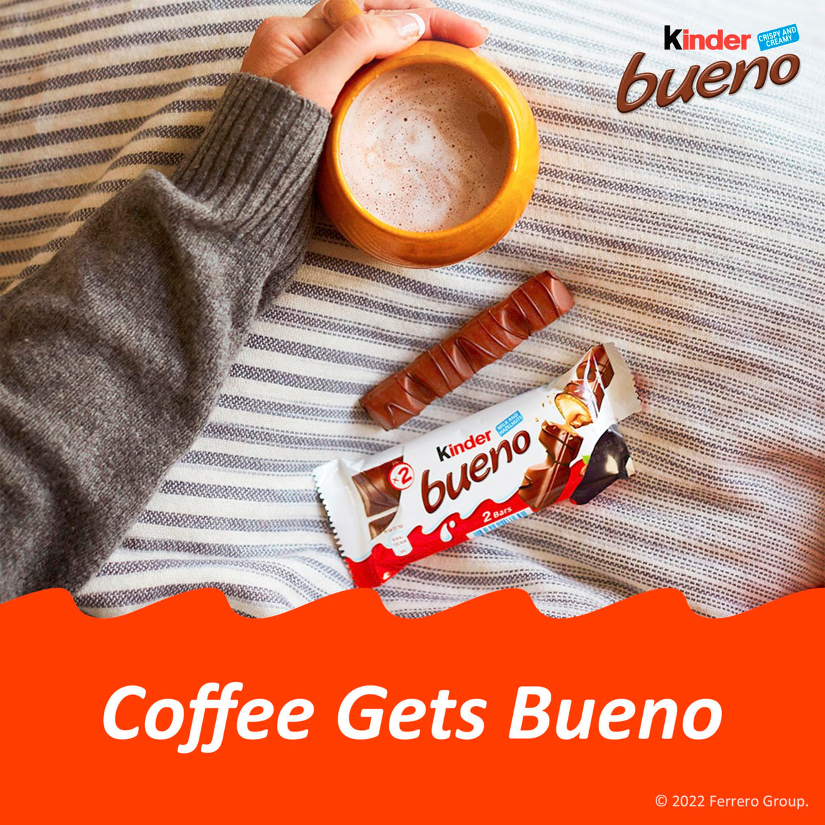 Kinder Bueno Milk Chocolate and Hazelnut Cream, 5 Pack, 2 Individually Wrapped Chocolate Bars Per Pack, 7.5 oz