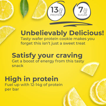 Power Crunch Protein Wafer Bars, High Protein Snacks With Delicious Taste, Lemon Meringue, 1.4 Ounce (12 Count)