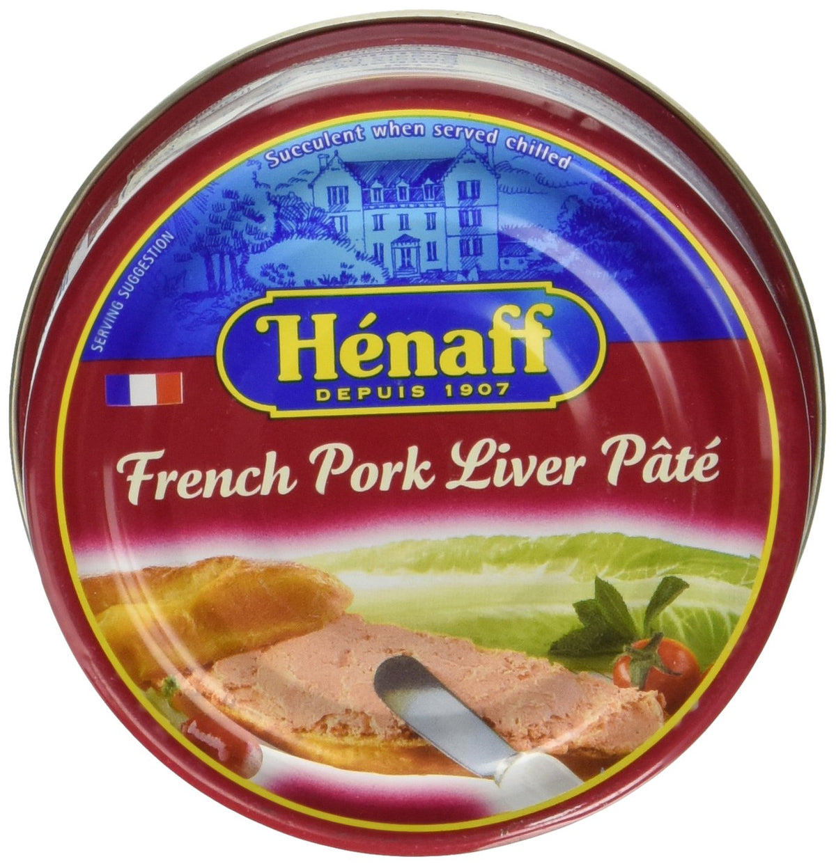 Hénaff Pork Liver Pâté, 4.5 oz (130g), French Style, Rich Flavor, Pack of 1