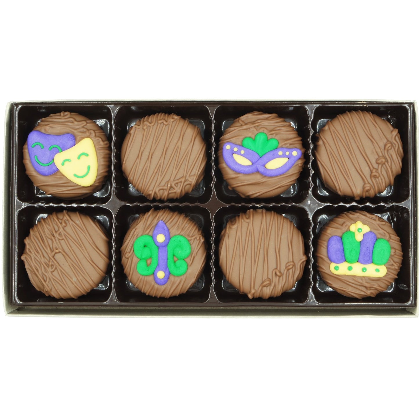 Philadelphia Candies Milk Chocolate Covered OREO Cookies Gift Box, Mardi Gras Assortment, 8 Ounce