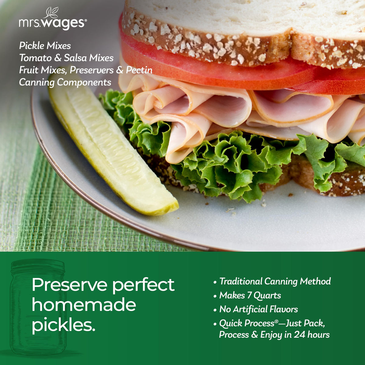 Mrs. Wages Quick Process Dill Pickle Mix For Fresh Pickling Cucumbers, 6.5 Oz (Pack Of 6)