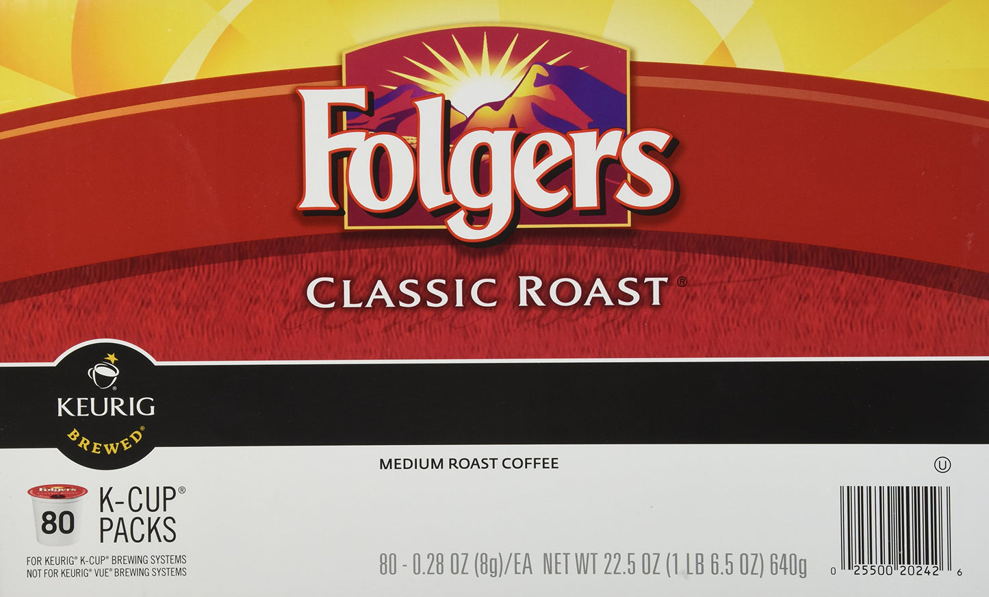 Folgers Gourmet Classic Coffee, Medium Roast, K-Cups (80 Ct.)