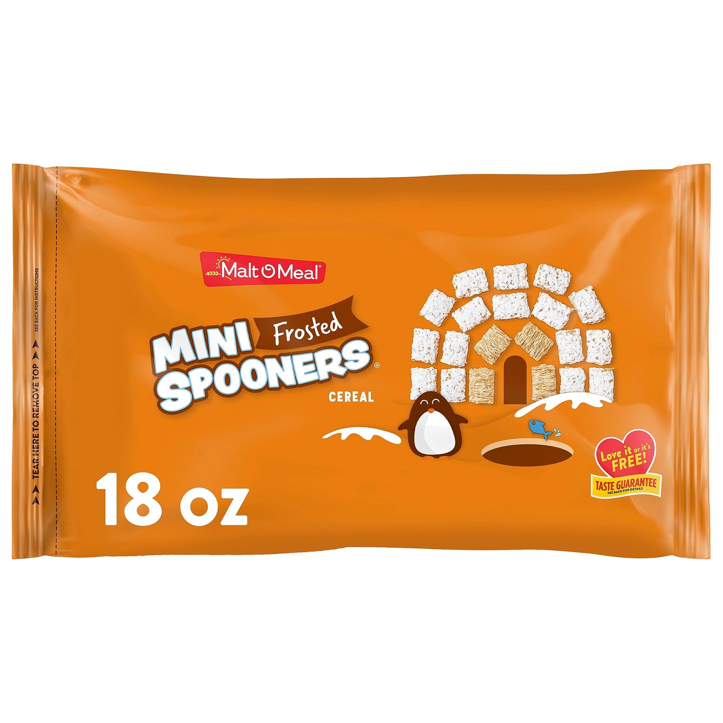 Malt-O-Meal Frosted Mini Spooners Whole Grain Breakfast Cereal, Crunchy Frosted Shredded Wheat Cereal, Large Cereal for Family, 